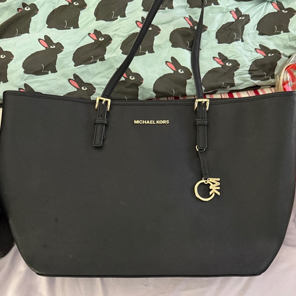 Michael Kors Black Tote with Gold Accents